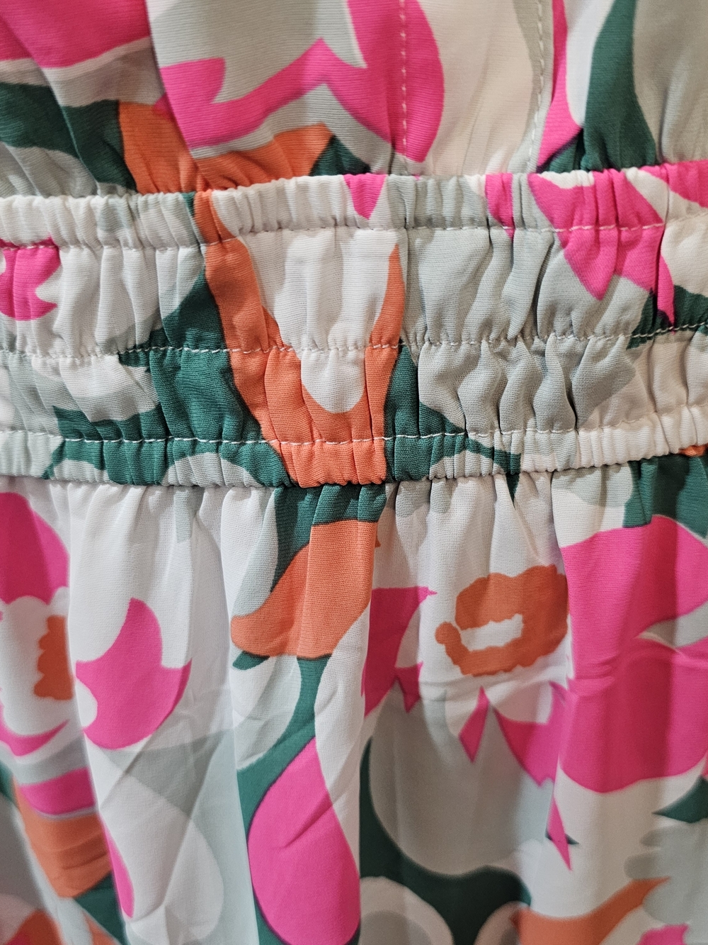 PrettyGarden Pink & Green Floral Maxi Dress with Elastic Waist Size Large{Bx10} - Picture 5 of 14
